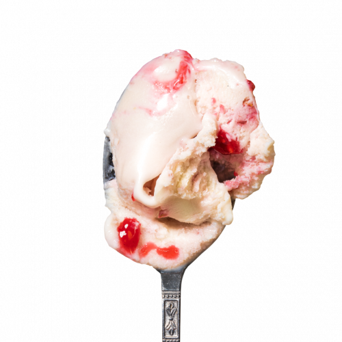 Lody o smaku Śmietanki z malinami i kruszonką bez dodatku cukru
