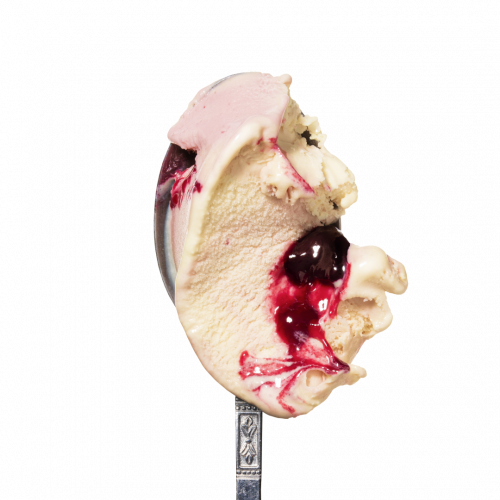 Lody o smaku chałwy z czarną porzeczką