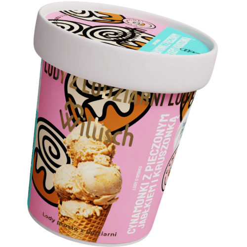 Lody o smaku Cynamonki z pieczonym jabłkiem i kruszonką