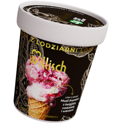 Lody o smaku Musli Premium z belgijską czekoladą i wiśniami