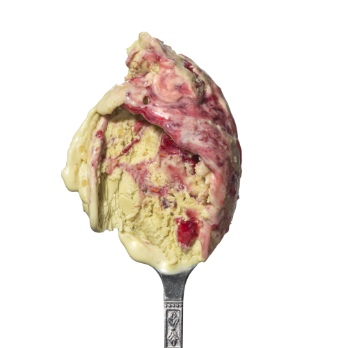 Lody o smaku Pistacji z malinami i kruszonką