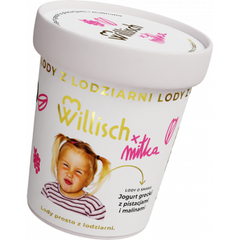 Lody o smaku Jogurt grecki z pistacjami i malinami - Willisch x Miłka