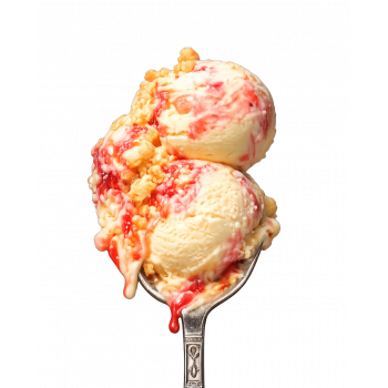 Lody o smaku Sernik z truskawkami i kruszonką bez dodatku cukru