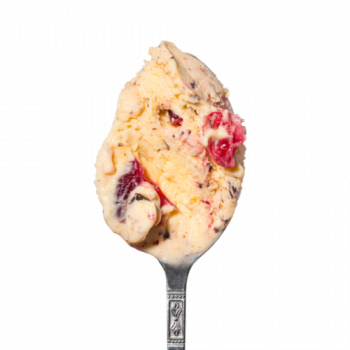 Lody o smaku Brioszka z dżemem żurawinowo-pomarańczowym i stracciatellą
